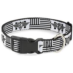 Plastic Clip Collar - Buckle-Down BD Logo/American Stripe Flag White/Black