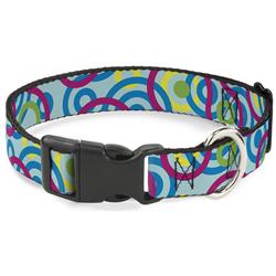 Plastic Clip Collar - Bullseye Stacked Swirl Blues/Green/Yellow/Pink