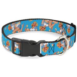 Plastic Clip Collar - Blonde Pin Up Girl Bright Blue