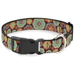 Plastic Clip Collar - Boho Mandala Burgundy/Yellow/Turquoise/Orange