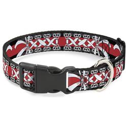Plastic Clip Collar - Corset Lace Up w/Bow Black/Red