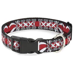 Plastic Clip Collar - Corset Lace Up w/Bow Red Plaid/Red