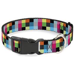 Plastic Clip Collar - Checker Bright Pastel