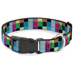 Plastic Clip Collar - Checker Bright Pastel w/Outline