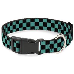 Plastic Clip Collar - Checker Black/Teal