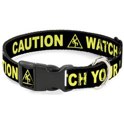 Plastic Clip Collar - CAUTION WATCH YOUR DUBSTEP Black/Yellow