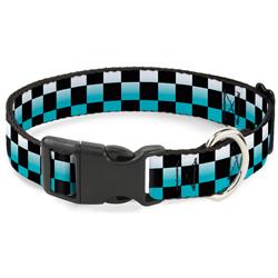 Plastic Clip Collar - Checker Black/Ombre Turquoise