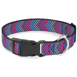 Plastic Clip Collar - Chevron Weave Gray/Lavender/Pink/Baby Blue