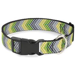 Plastic Clip Collar - Chevron Weave Grays/Yellow/Green