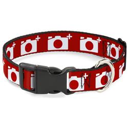 Plastic Clip Collar - Camera Red/White