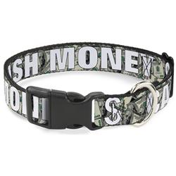 Plastic Clip Collar - CASH MONEY $ Dollars/White