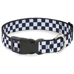 Plastic Clip Collar - Checker Sapphire Blue/White