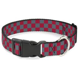 Plastic Clip Collar - Checker Crimson Red/Gray