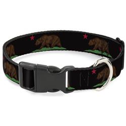 Plastic Clip Collar - California Flag Bear Black