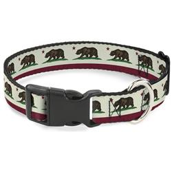 Plastic Clip Collar - California Flag Bear Weathered White