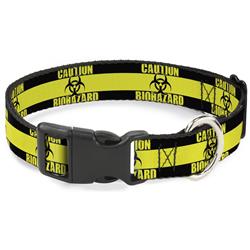 Plastic Clip Collar - CAUTION BIOHAZARD Black/Yellow