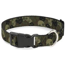 Plastic Clip Collar - Camo Olive Skull Yard