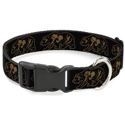 Plastic Clip Collar - California Grizzly Bear Outline Black/Brown