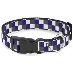 Plastic Clip Collar - Checker Gray/Purple/White