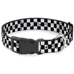 Plastic Clip Collar - Checker Weathered2 Black/White