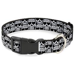 Plastic Clip Collar - Diamond Sugar Skull Stacked Black/Silver Fade/White