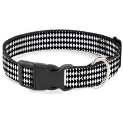 Plastic Clip Collar - Diamonds Stripe White/Black