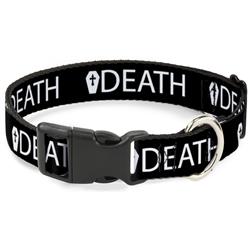 Plastic Clip Collar - DEATH/Coffin Black/White