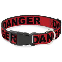 Plastic Clip Collar - DANGER Text Red/Black