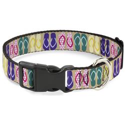 Plastic Clip Collar - Flip Flops5 CLOSE-UP Sand/Multi Color