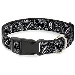 Plastic Clip Collar - Floral Paisley3 Black/White