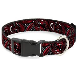 Plastic Clip Collar - Floral Paisley3 Black/Red/Gray/White