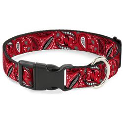 Plastic Clip Collar - Floral Paisley3 Red/Black/Gray/White