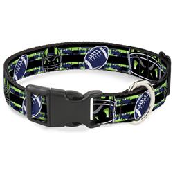 Plastic Clip Collar - Football/Helmet Stripe Black/Neon Green/Blue
