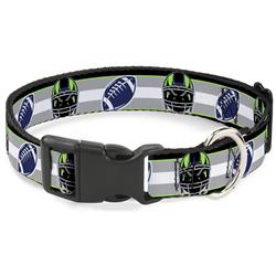 Plastic Clip Collar - Football/Helmet Stripe2 Black/Neon Green/Silver/White/Blue