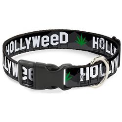 Plastic Clip Collar - HOLLYWEED Sign Skyline/Pot Leaf Black/Grays/White/Green