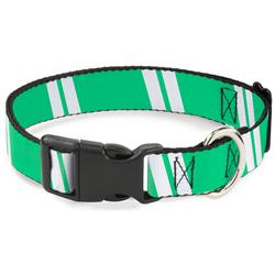 Plastic Clip Collar - Hash Mark Stripe Double Green/Silver