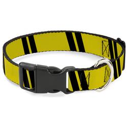 Plastic Clip Collar - Hash Mark Stripe Double Gold/Black