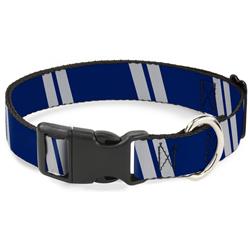 Plastic Clip Collar - Hash Mark Stripe Double Navy/Silver