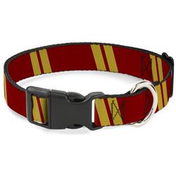 Plastic Clip Collar - Hash Mark Stripe Double Maroon/Gold