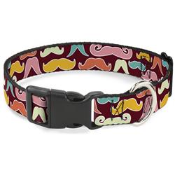 Plastic Clip Collar - Mustaches Brown/Multi Pastel