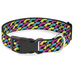 Plastic Clip Collar - Mustache Monogram Black/Fuchsia/Turquoise/Yellow