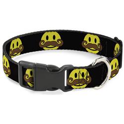 Plastic Clip Collar - Mustache Happy Face Black/Yellow/Brown