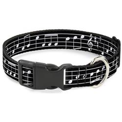 Plastic Clip Collar - Music Notes Black/White