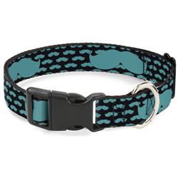Plastic Clip Collar - Mustaches Mini/Single Repeat Black/Turquoise