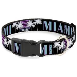 Plastic Clip Collar - MIAMI/Palm Trees Black/White/Pink//Teal