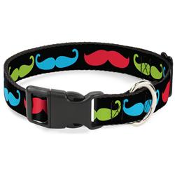 Plastic Clip Collar - Mustaches-4 Black/Multi Color