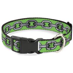 Plastic Clip Collar - Metal Chain Green/Gray