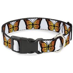 Plastic Clip Collar - Monarch Butterfly Repeat White