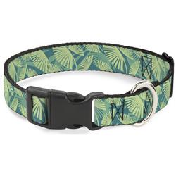 Plastic Clip Collar - Palm Leaves Stacked Pastel Greens