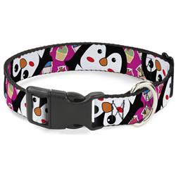 Plastic Clip Collar - Penguins w/Cupcakes Fuchsia/Multi Color